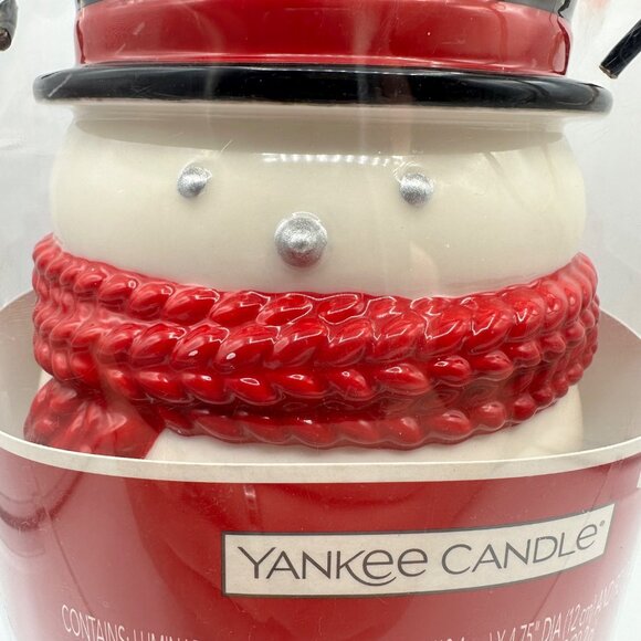 Yankee Candle Snowman Luminary Tea Light Holder Cinnamon White Red Holiday - Picture 6 of 14